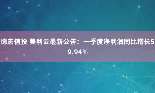 德宏信投 美利云最新公告：一季度净利润同比增长59.94%